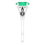 Oval Lab-Grown Emerald & Diamond Accented Ring in White Gold