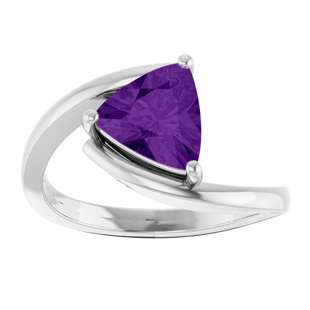 Trillion Amethyst Solitaire Ring in Gold and Platinum | 8x8x8mm