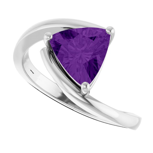 Trillion Amethyst Solitaire Ring in Gold and Platinum | 8x8x8mm