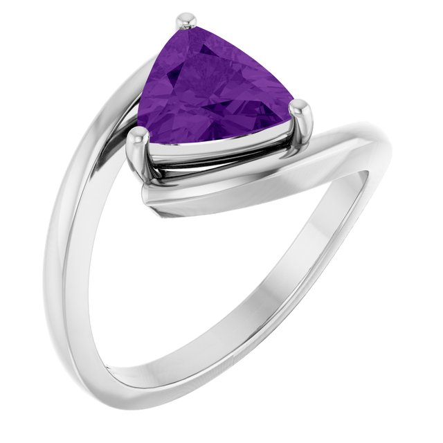 Trillion Amethyst Solitaire Ring in Gold and Platinum | 8x8x8mm