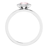 Oval Pink Mandganite & Diamond Halo Ring in Gold and Platinum