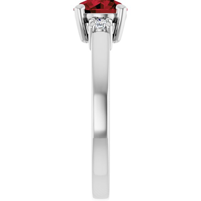 Round Mozambique Garnet Accented Ring with Diamond Accents in Gold