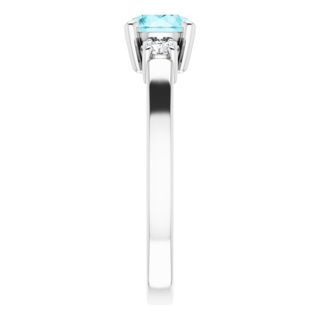 Round Blue Zircon Accented Ring with Diamond Accents in Gold
