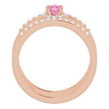 Oval Pink Spinel Halo Ring with Diamond Accents in Rose Gold