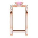 Oval Pink Spinel Halo Ring with Diamond Accents in Rose Gold