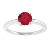 Round Lab-Grown Ruby Solitaire Ring in Gold and Platinum