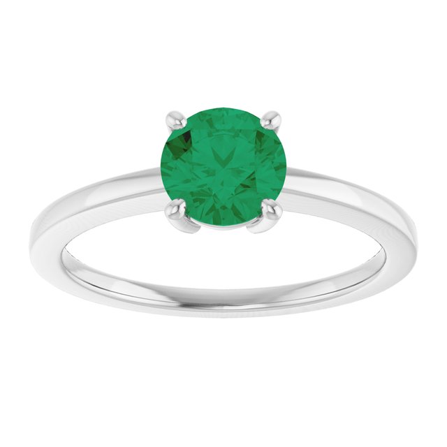 Round Lab-Grown Emerald Solitaire Ring in Gold and Platinum