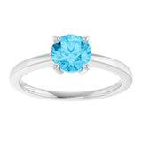 Round Aquamarine Solitaire Ring in Gold and Platinum