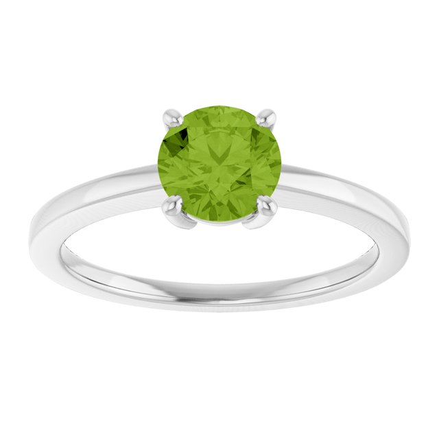 Round Peridot Solitaire Ring in Gold and Platinum