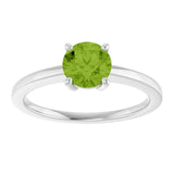 Round Peridot Solitaire Ring in Gold and Platinum