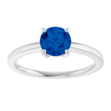 Round Lab-Grown Blue Sapphire Solitaire Ring in Gold and Platinum
