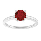 Round Mozambique Garnet Solitaire Ring in Gold and Platinum