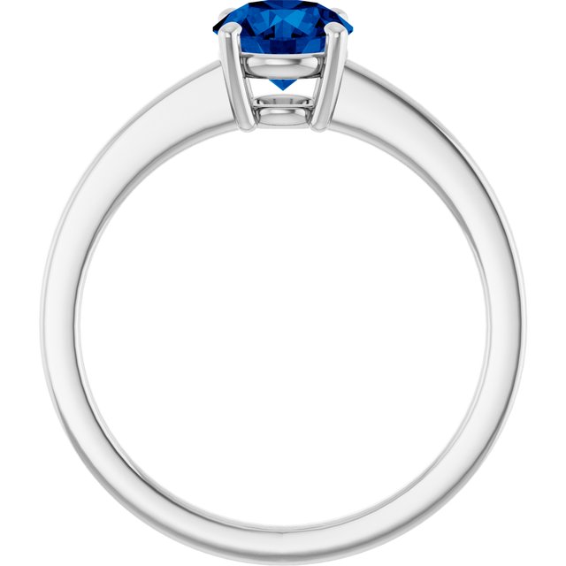 Round Lab-Grown Blue Sapphire Solitaire Ring in Gold and Platinum