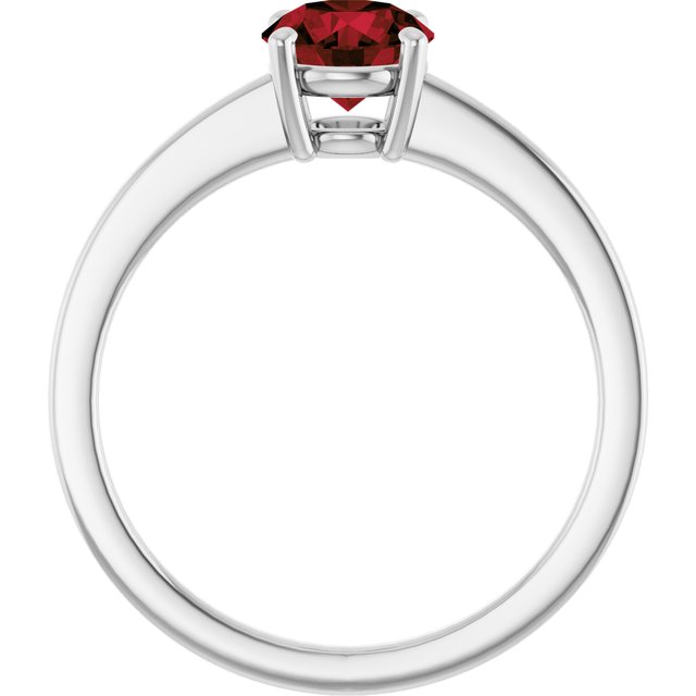Round Mozambique Garnet Solitaire Ring in Gold and Platinum