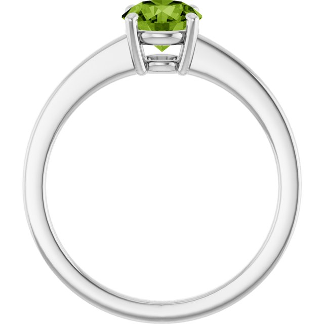 Round Peridot Solitaire Ring in Gold and Platinum