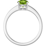 Round Peridot Solitaire Ring in Gold and Platinum
