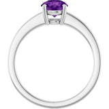 Round Amethyst Solitaire Ring in Gold and Platinum