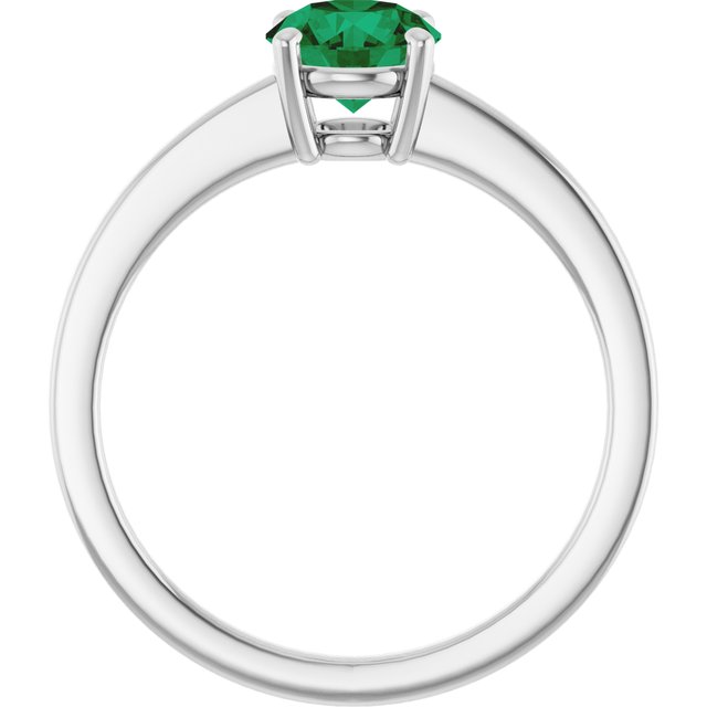 Round Lab-Grown Emerald Solitaire Ring in Gold and Platinum