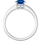 Round Lab-Grown Blue Sapphire Solitaire Ring in Gold and Platinum