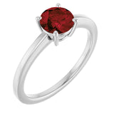 Round Mozambique Garnet Solitaire Ring in Gold and Platinum