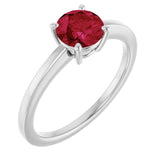 Round Lab-Grown Ruby Solitaire Ring in Gold and Platinum