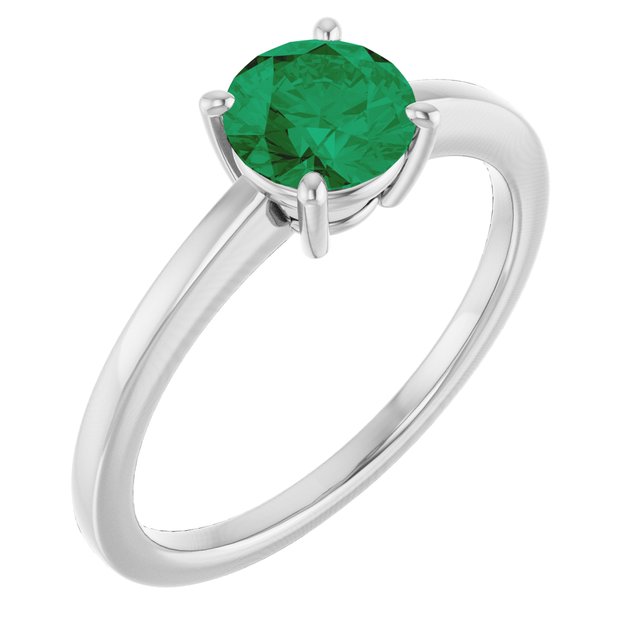 Round Lab-Grown Emerald Solitaire Ring in Gold and Platinum