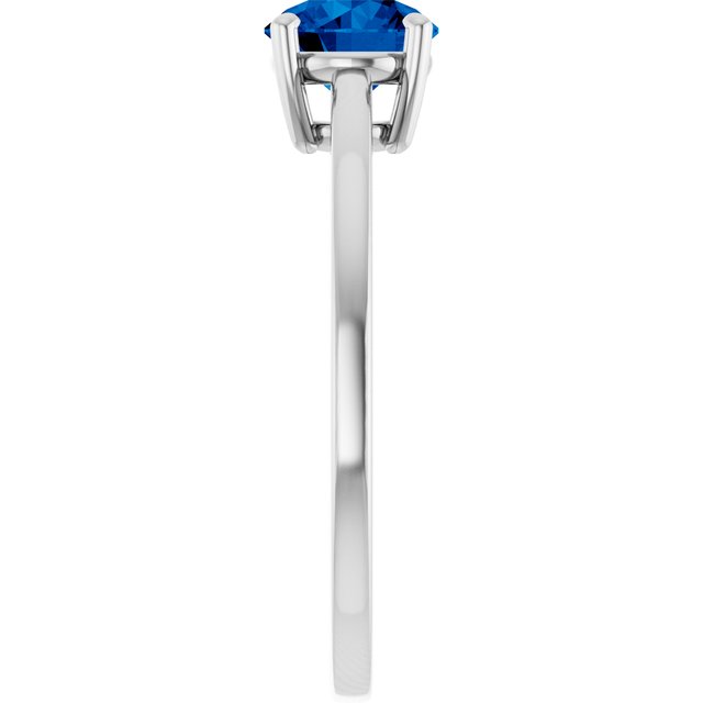 Round Lab-Grown Blue Sapphire Solitaire Ring in Gold and Platinum