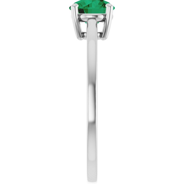 Round Lab-Grown Emerald Solitaire Ring in Gold and Platinum