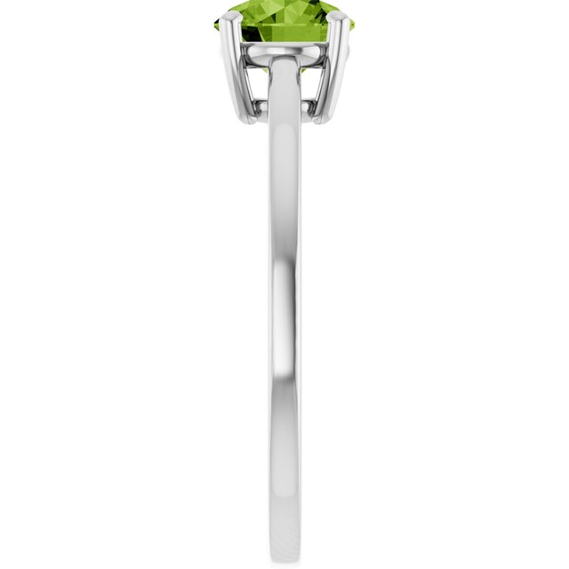 Round Peridot Solitaire Ring in Gold and Platinum