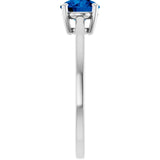 Round Lab-Grown Blue Sapphire Solitaire Ring in Gold and Platinum