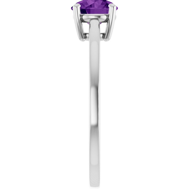 Round Amethyst Solitaire Ring in Gold and Platinum