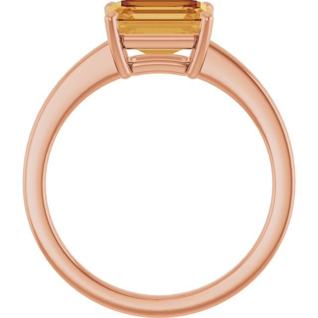 Emerald Citrine Solitaire Ring in Gold and Platinum