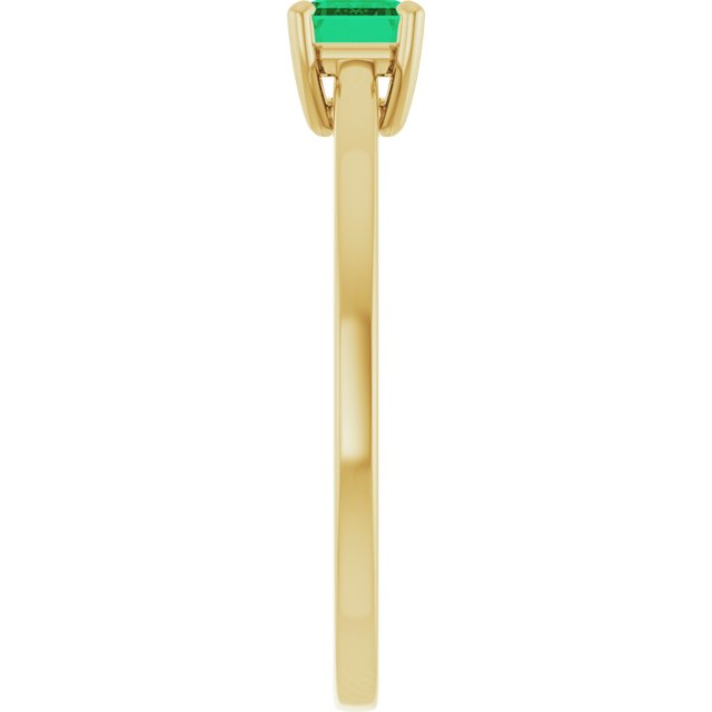 Emerald Lab-Grown Emerald Solitaire Ring in Gold and Platinum
