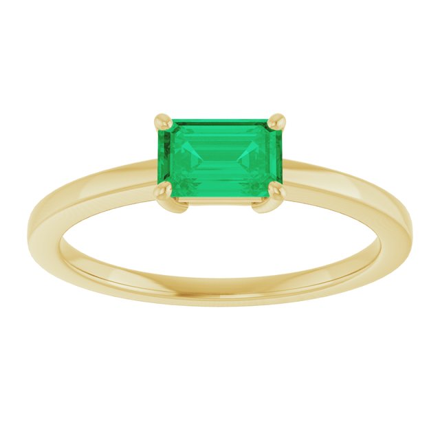 Emerald Lab-Grown Emerald Solitaire Ring in Gold and Platinum