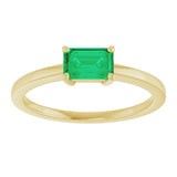Emerald Lab-Grown Emerald Solitaire Ring in Gold and Platinum