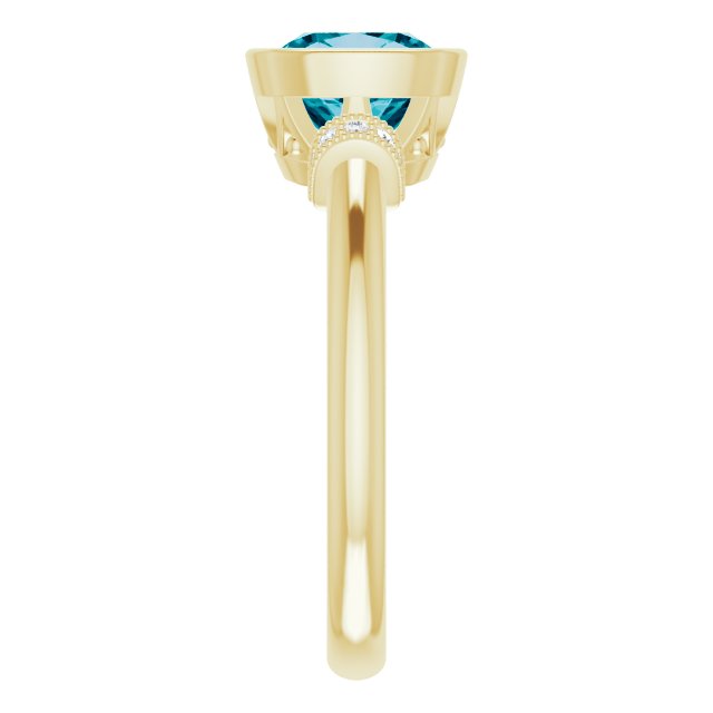 Cushion London Blue Topaz & Diamond Ring in Gold and Platinum