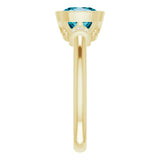 Cushion London Blue Topaz & Diamond Ring in Gold and Platinum