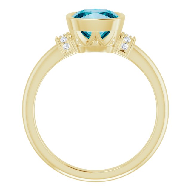 Cushion London Blue Topaz & Diamond Ring in Gold and Platinum