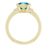 Cushion London Blue Topaz & Diamond Ring in Gold and Platinum