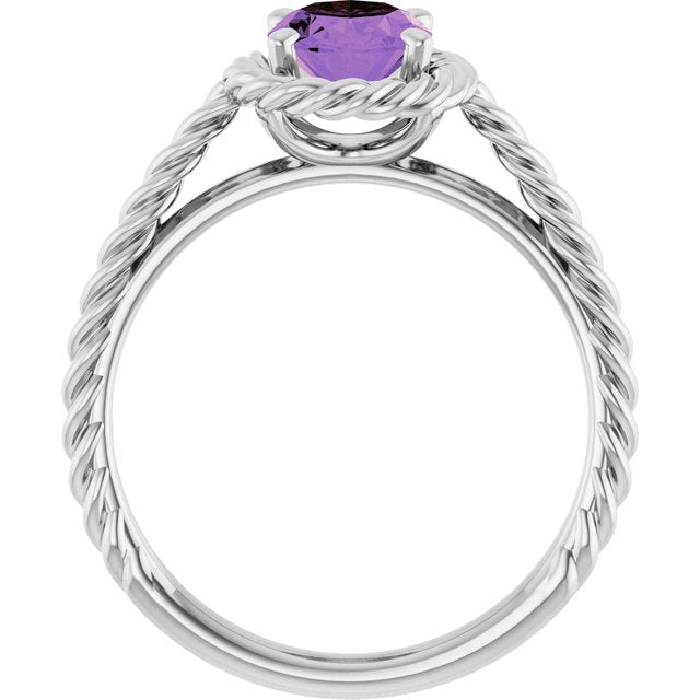 Oval Amethyst Solitaire Ring in Gold and Platinum