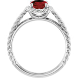 Oval Mozambique Garnet Solitaire Ring in Gold and Platinum
