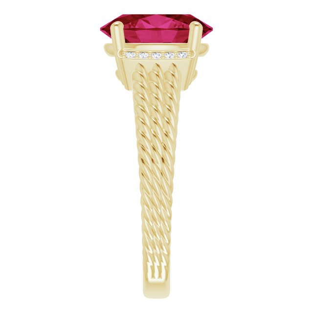Oval Lab-Grown Ruby & Diamond Accented Ring in Gold and Platinum