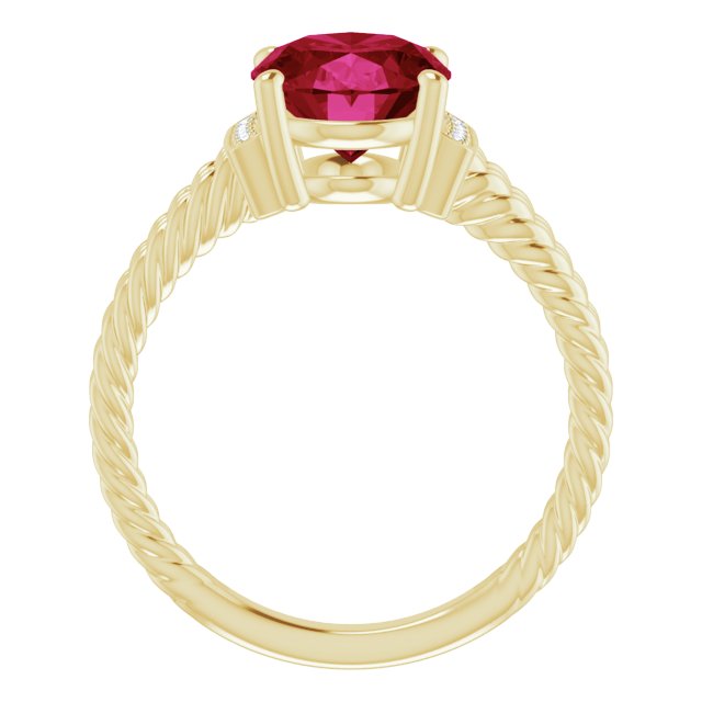 Oval Lab-Grown Ruby & Diamond Accented Ring in Gold and Platinum
