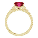 Oval Lab-Grown Ruby & Diamond Accented Ring in Gold and Platinum