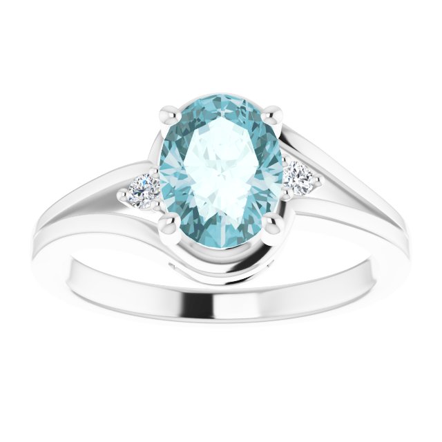 Oval Sky Blue Topaz & Diamond Accented Ring in White Gold