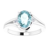 Oval Sky Blue Topaz & Diamond Accented Ring in White Gold