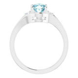 Oval Sky Blue Topaz & Diamond Accented Ring in White Gold