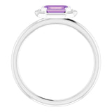 Emerald Amethyst & Diamond Stackable Ring in Gold and Platinum