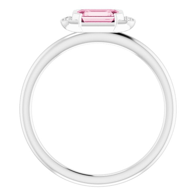Emerald Pink Tourmaline & Diamond Ring in Gold and Platinum