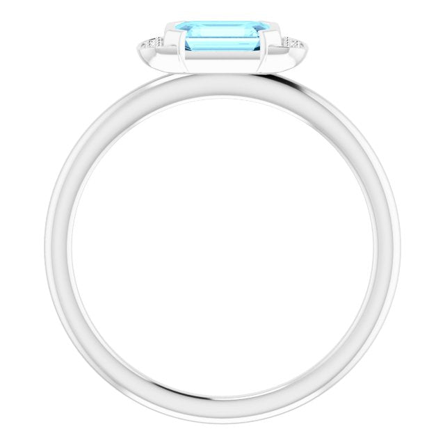 Emerald Aquamarine & Diamond Stackable Ring in Gold and Platinum